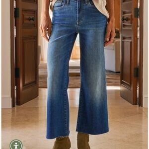 Frank and Eileen Blue Wide-Leg Crop Jeans